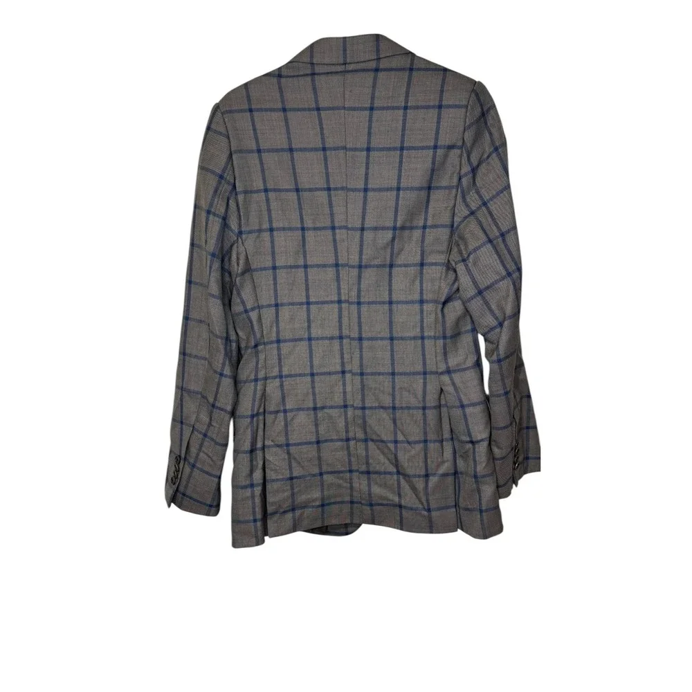 Brooks Brothers Mens Coat Plaid Double Vent 2-Button Lined Windowpane Blazer 36R
